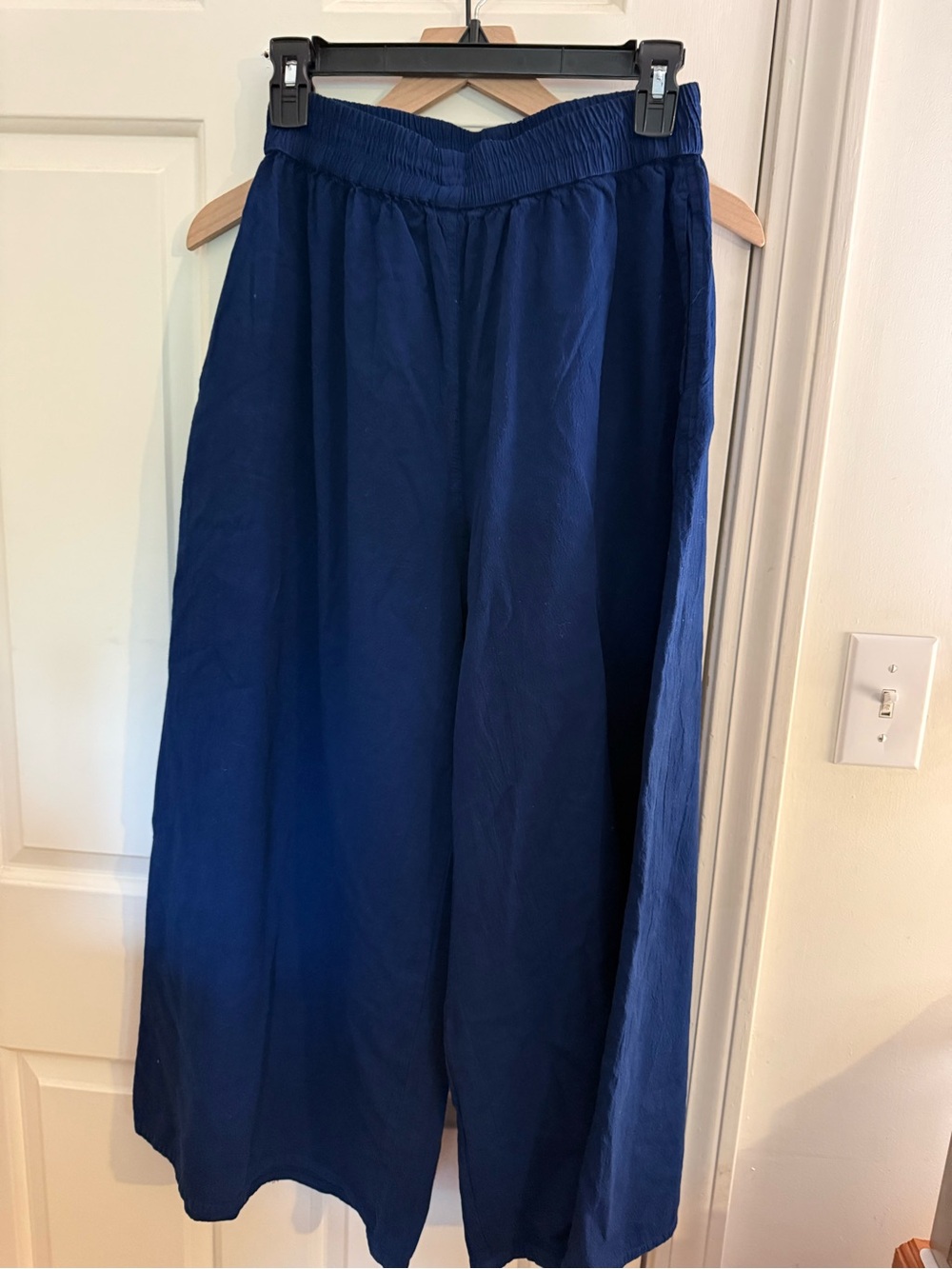 Wide Leg Navy Blue Casual Pants